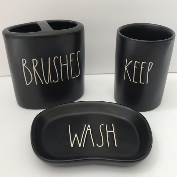 🆕 🖤 🎉HP🎉New Rae Dunn Black Collection 3pc Set - Picture 2 of 8